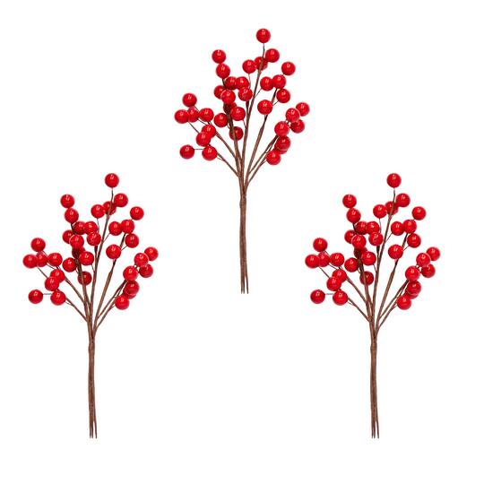 Worth Imports 12" Red Small Berry Christmas Bushes, 3ct.